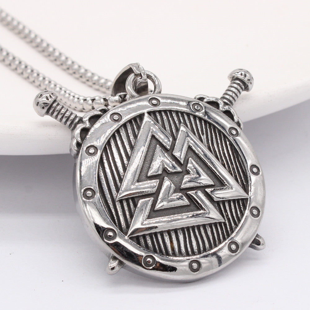 Viking Pendant Titanium Steel Necklace Unisex Shield Protection Symbol For Men Women Planderful Durable