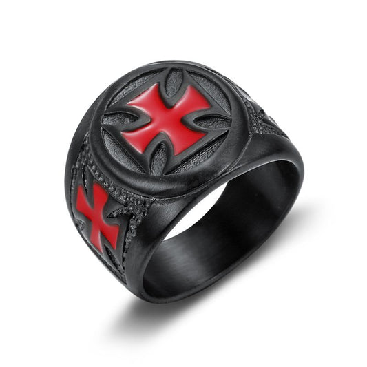 Planderful Black Titanium Steel Ring For Men Personalized Retro Punk Jewelry European American Style