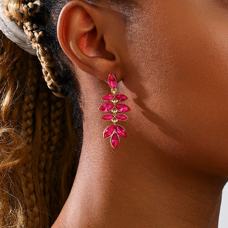 Planderful Vienna Verve Earrings – Stylish Metal Color Rose Red Leaf Design