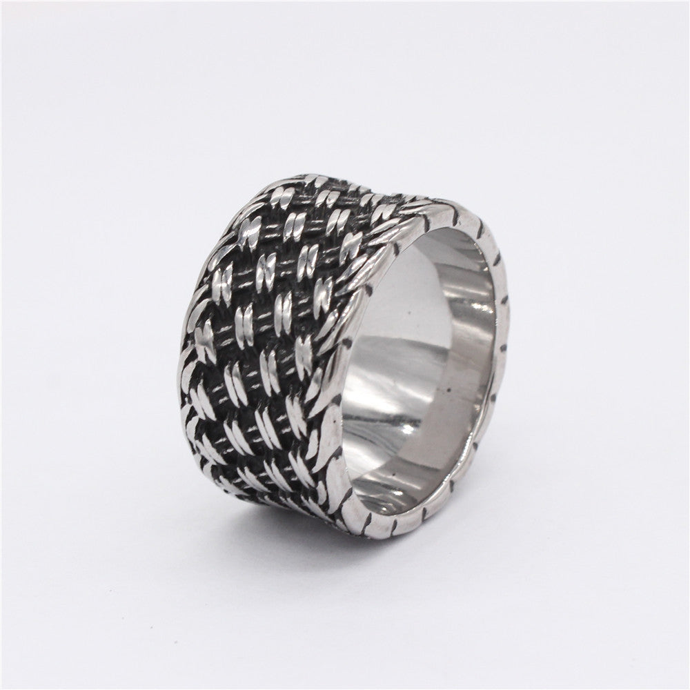 Retro Woven Knot Men's Titanium Ring