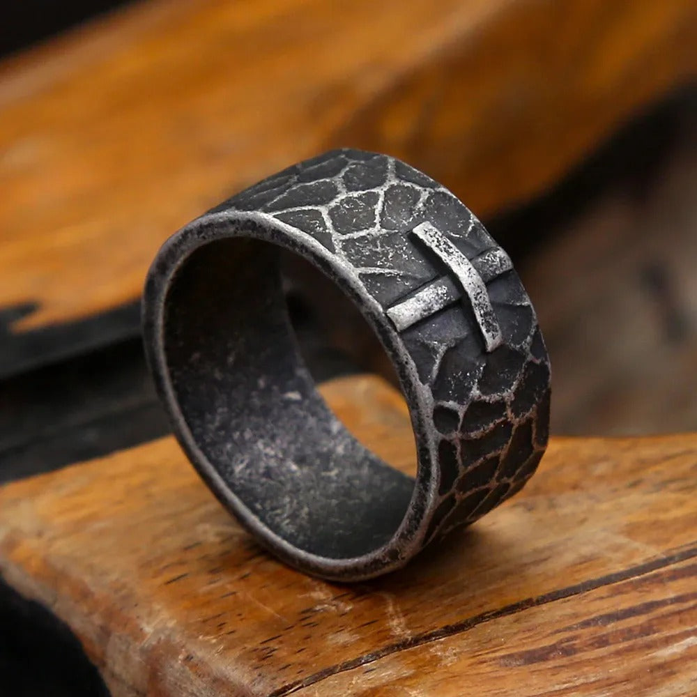 Punk Cross Viking Stainless Steel Men's Ring