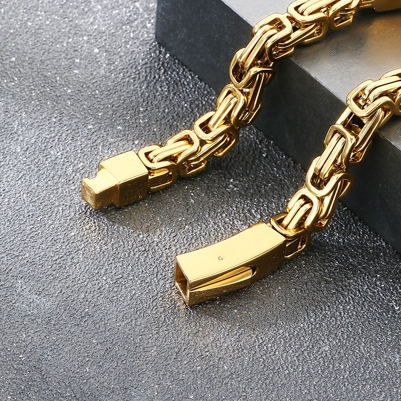 Oxidized Lion Head Emperor Chain Titanium Steel Men's Bracelet