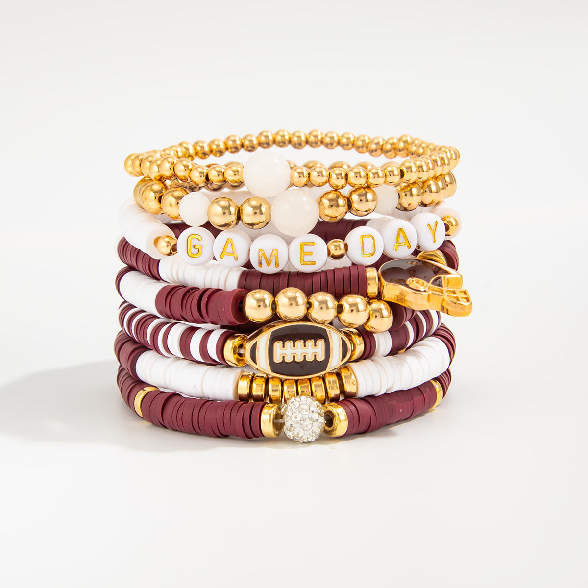 Planderful Football Bracelet Set Vienna Verve Game Day Jewelry For Women Bold Colorful Drip Statement