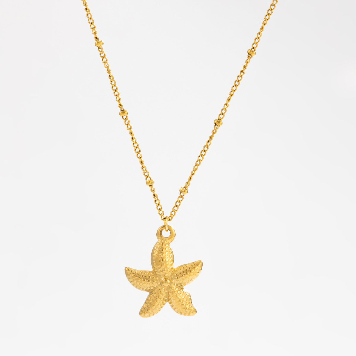 Stainless Steel Thin Chain Flower Collarbone Necklace Ocean Wind Conch Shell Star