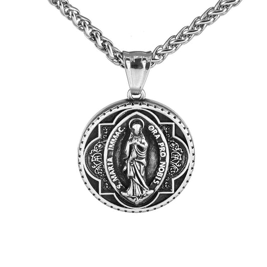 European And American Retro Men's Jewelry Virgin Mary Pendant Necklace