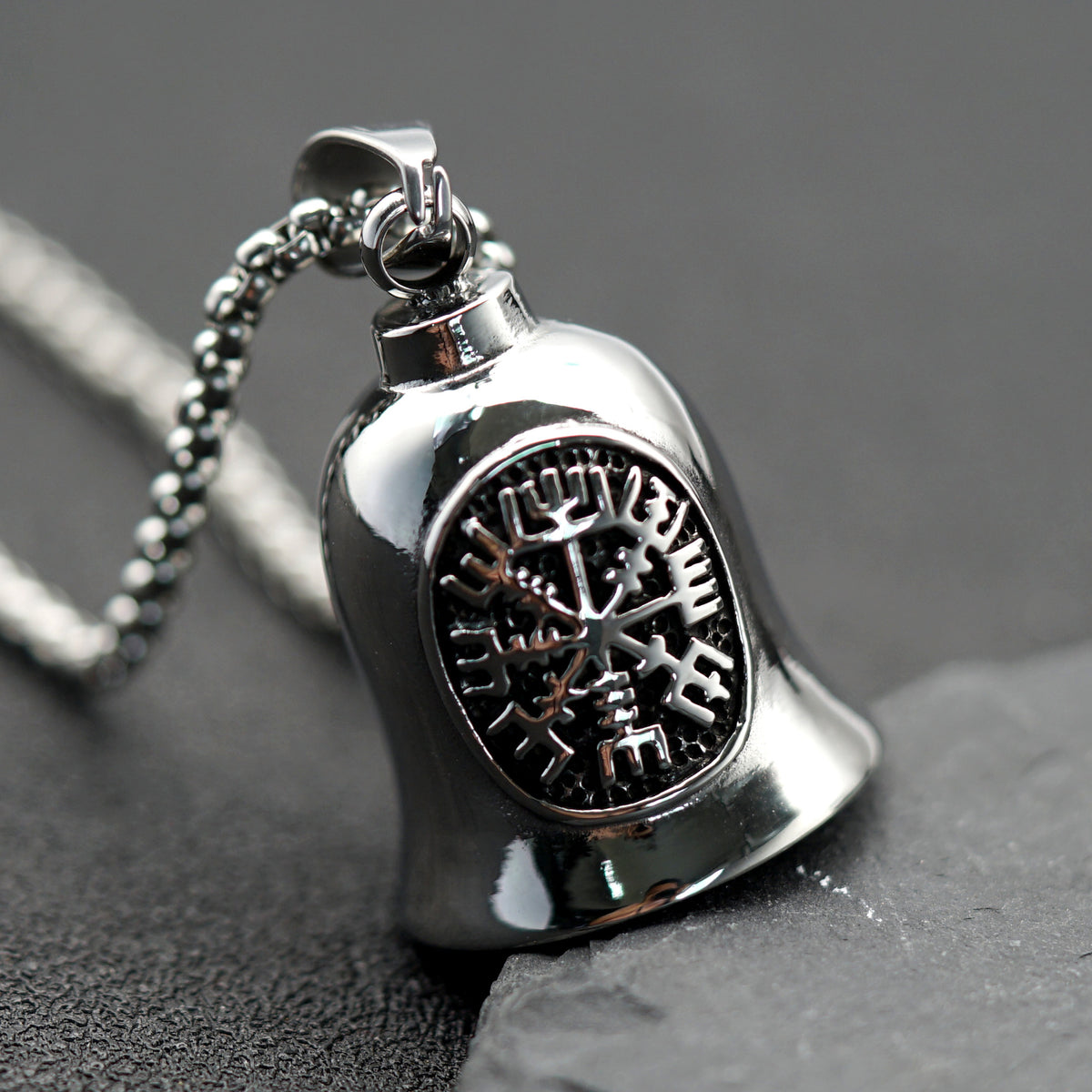 Vintage Viking Compass Stainless Steel Pendant Necklace