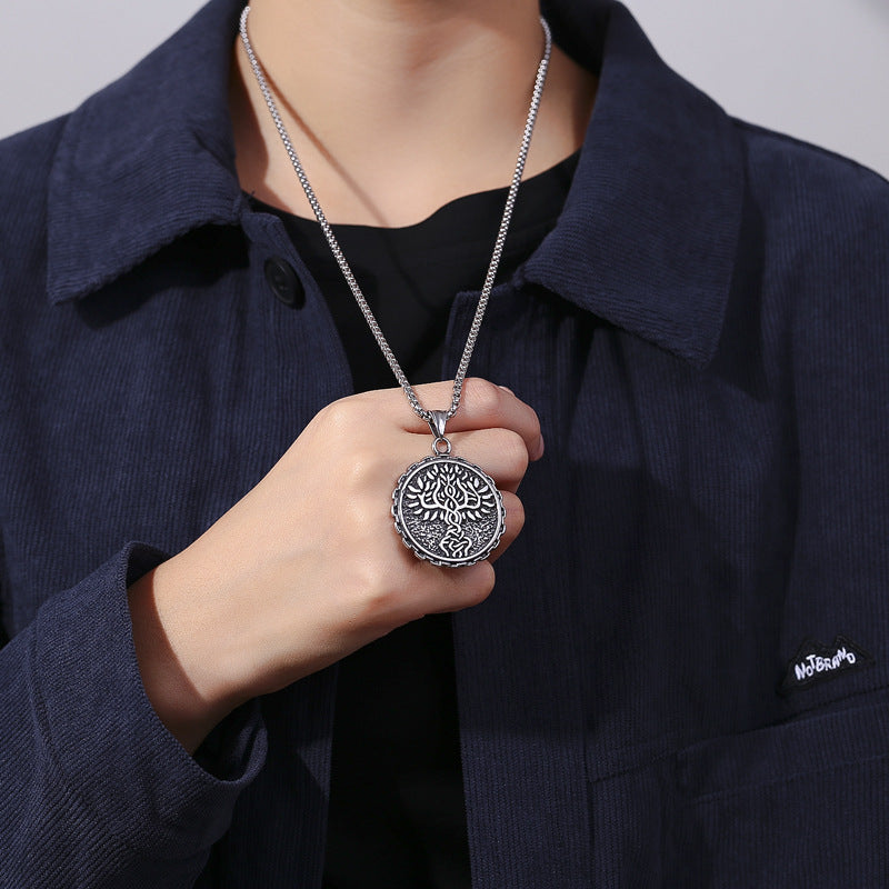Stainless Steel Necklace – Vintage Nordic Viking Tree Of Life Pendant For Men Gift Ready