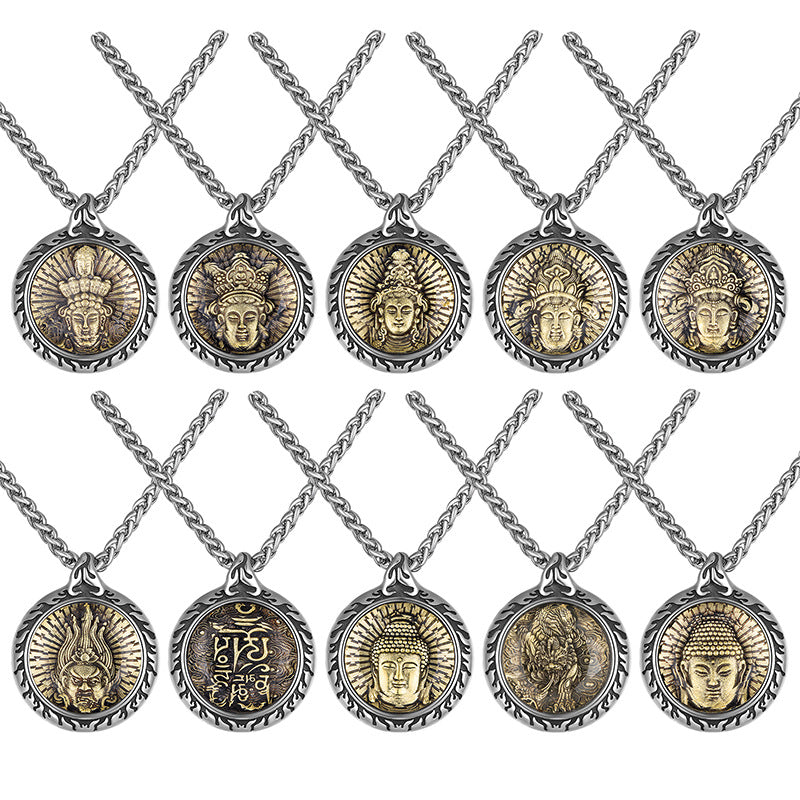 Steel Necklace – Statement Zodiac Buddha Pendant