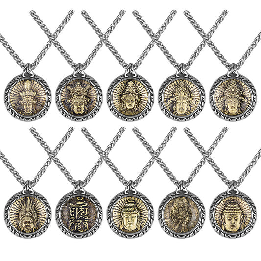 Steel Necklace – Statement Zodiac Buddha Pendant