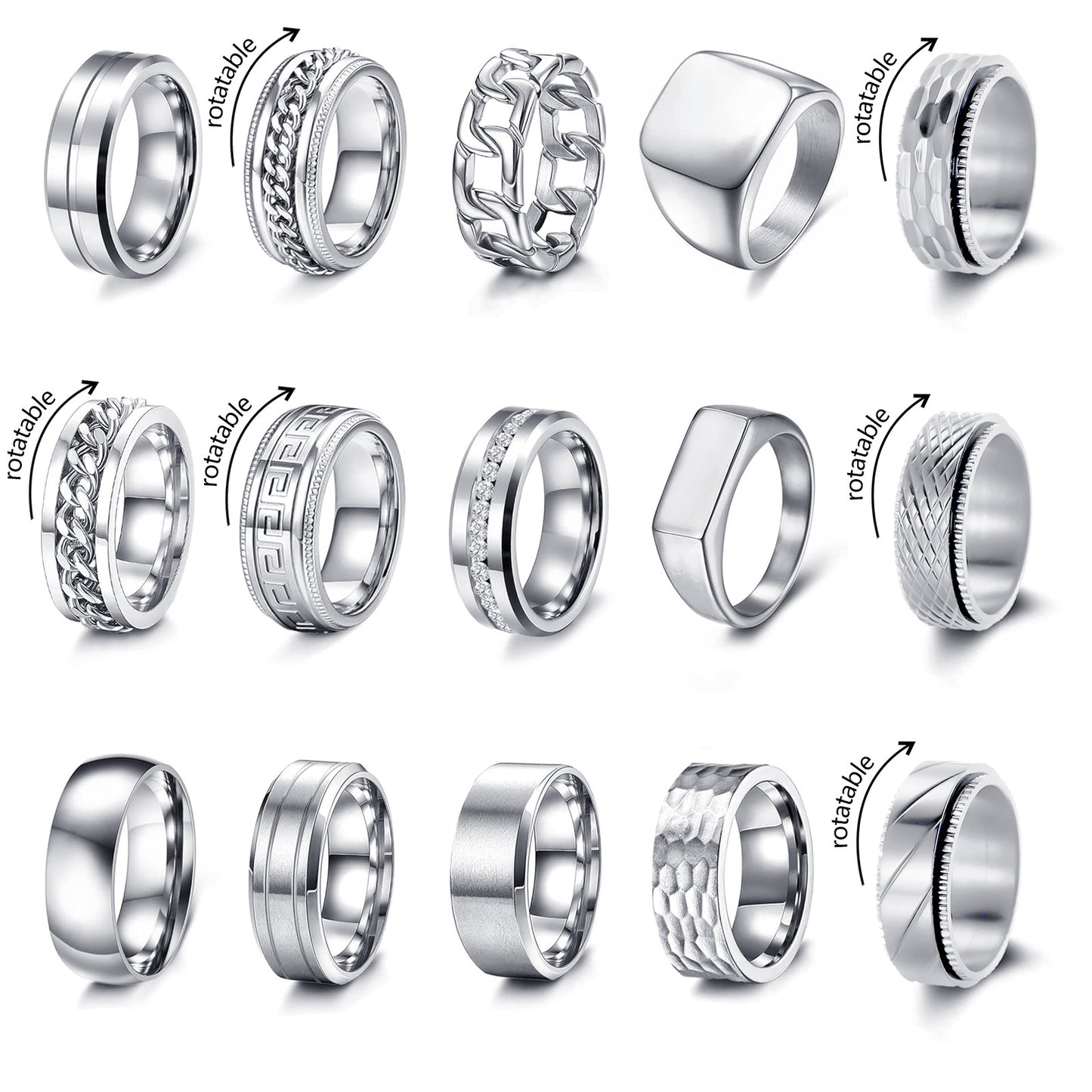 Planderful Titanium Steel Ring Unisex Square Seal Hip Hop Decompression Relief Premium Size 7 To 13