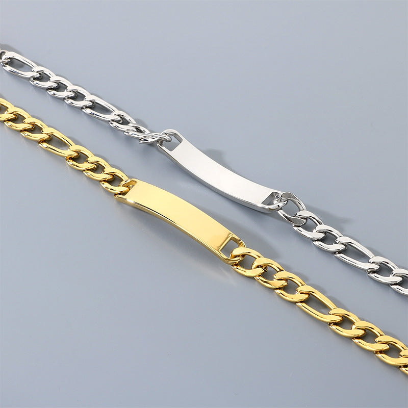 Minimalist Commuter Stainless Steel Cuban Chain Unisex Glossy Bracelet
