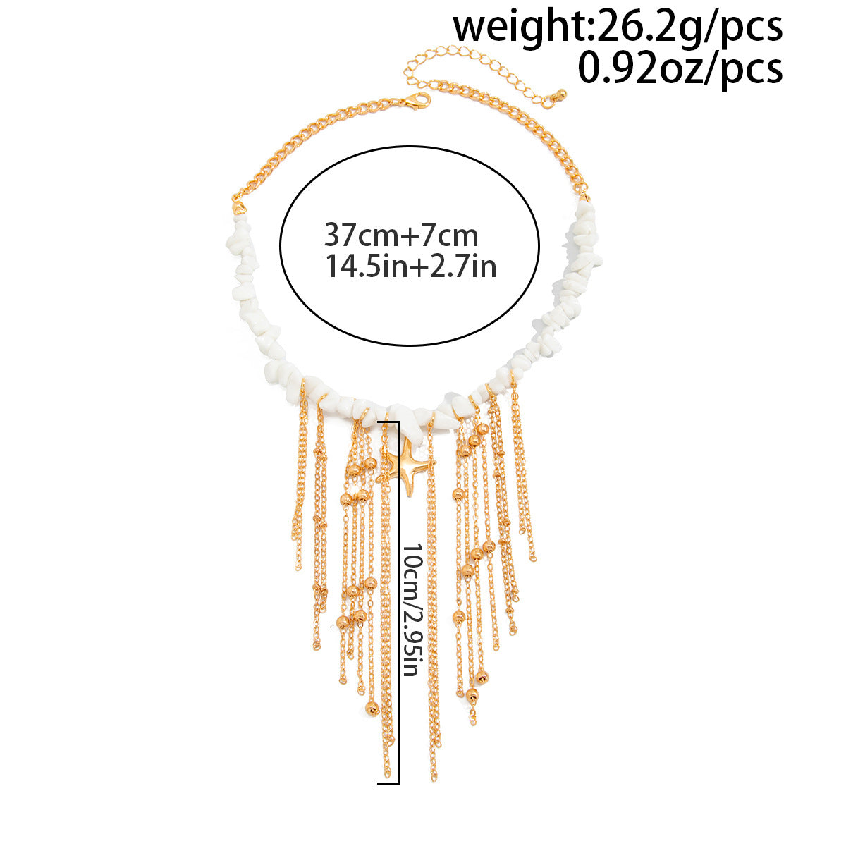 Star & Irregular Bead Fringe Necklace