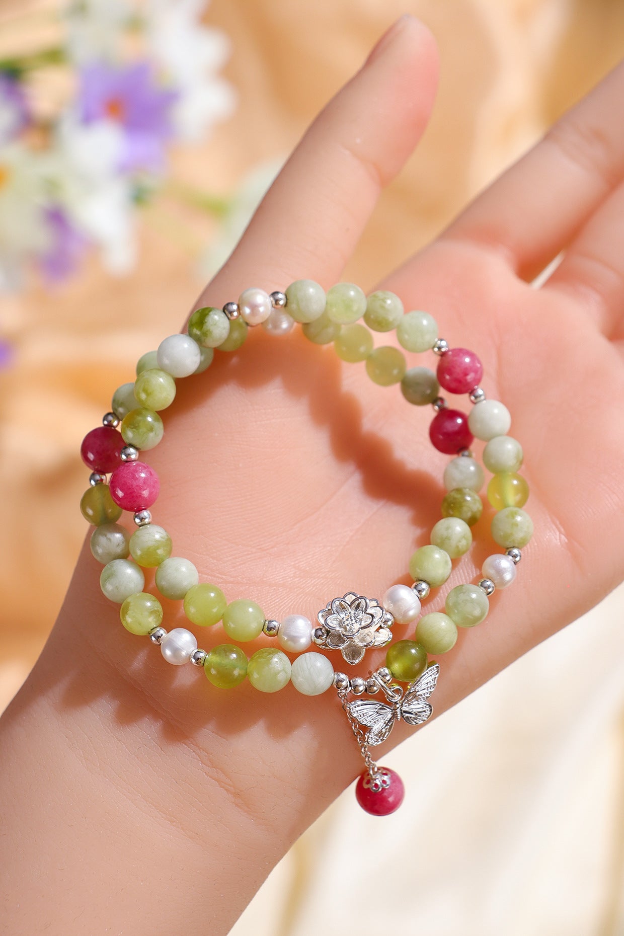 Planderful Fortune's Favor Bracelet – Freshwater Pearl and Rose Stone Elegance