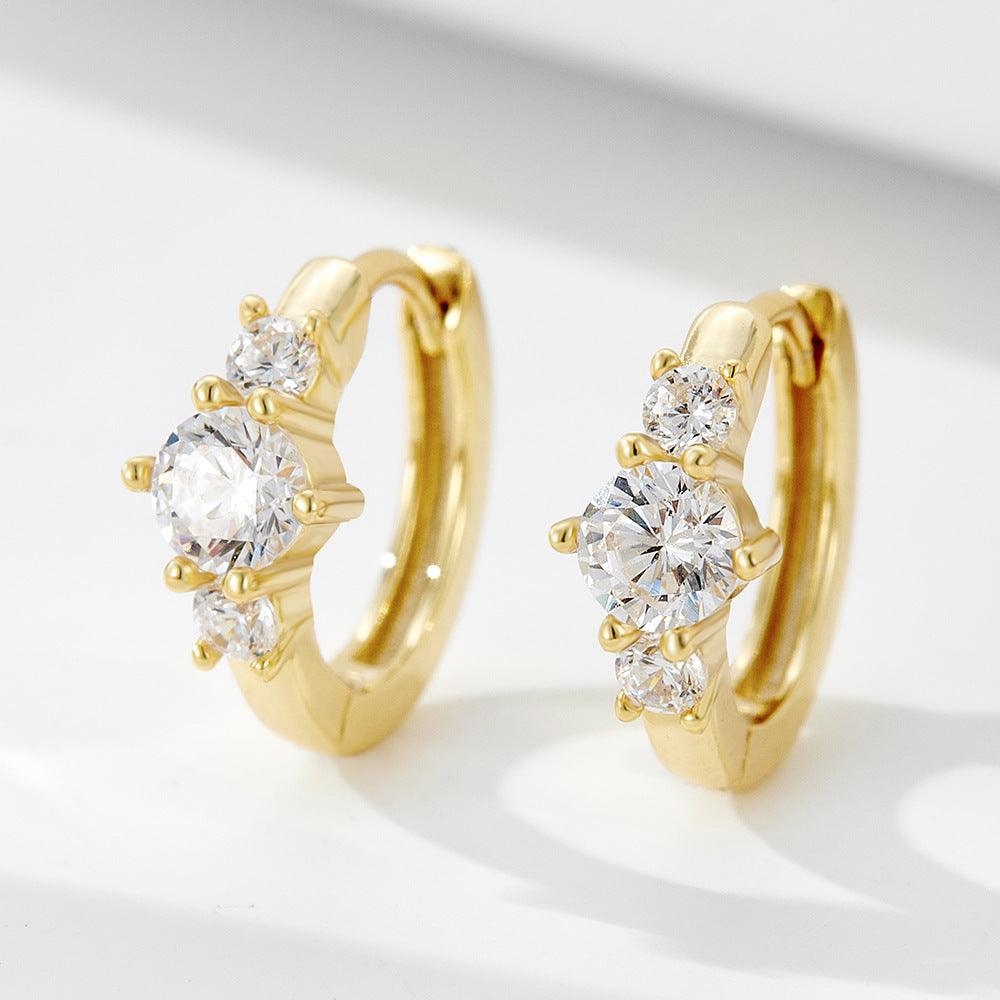 European and American S925 Sterling Silver Zircon Earrings