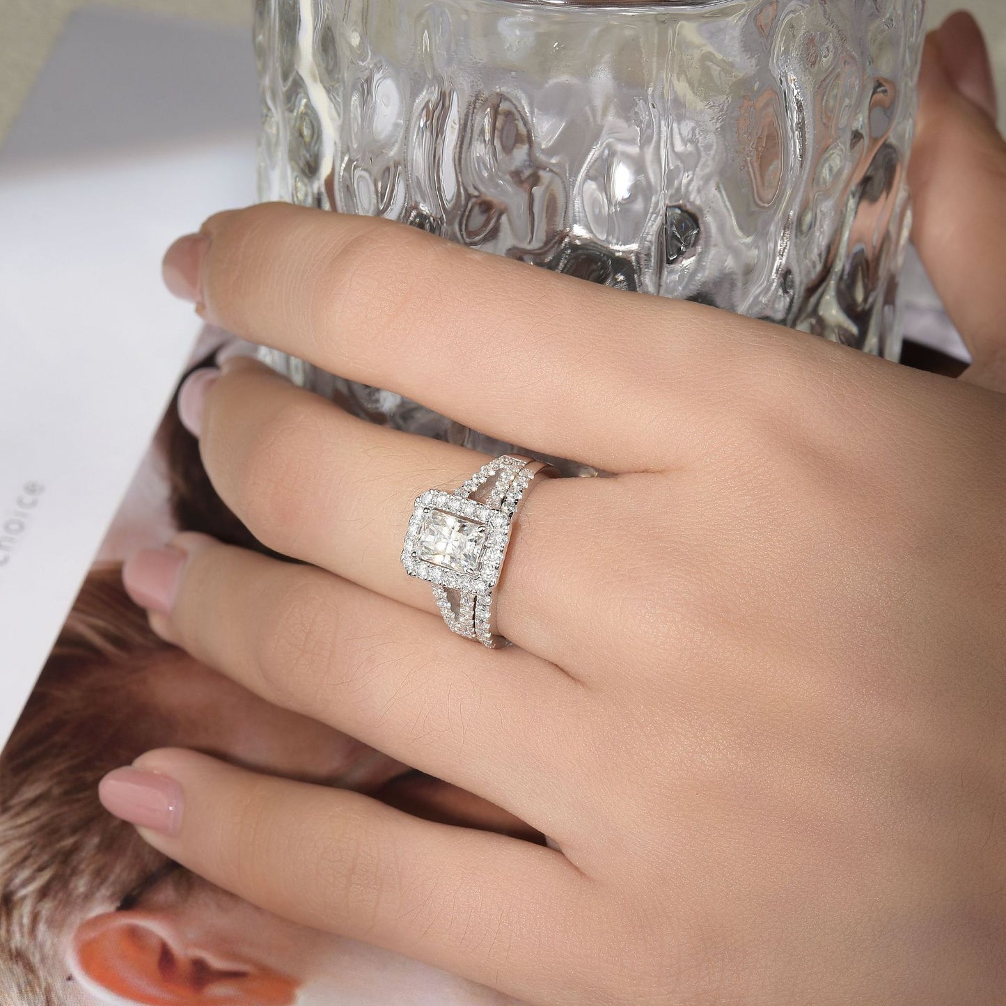 Niche Ins Wind 5 * 7mm Redeen Mozzarella Diamond Ring