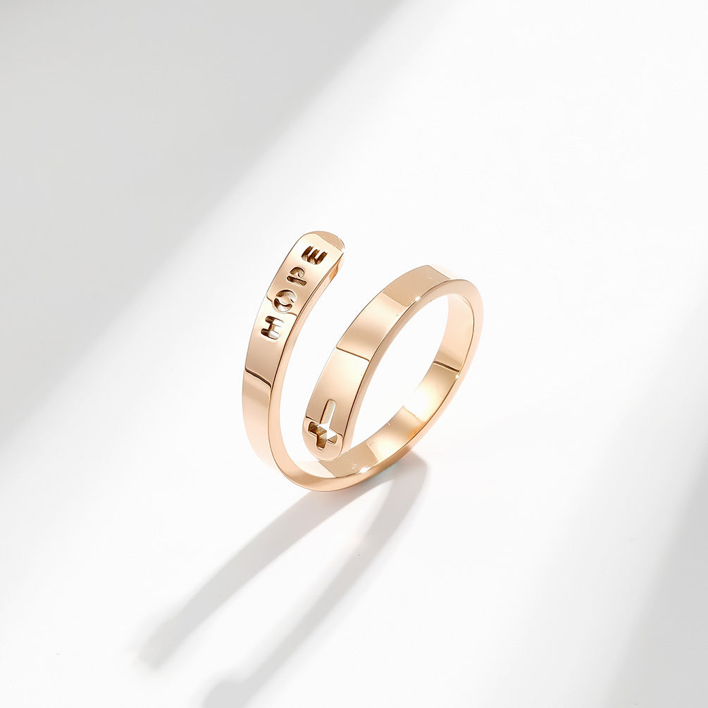 Amazon Titanium Steel Cut Cross Hope Faith Ring Adjustable