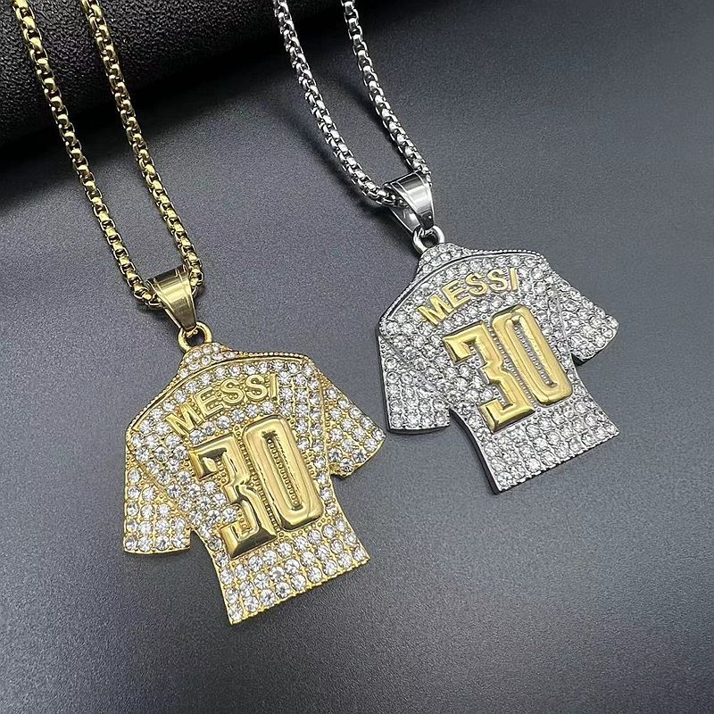 Zircon Necklace – Statement Hip Hop Football Jersey Pendant In Gold Plated Steel By Planderful