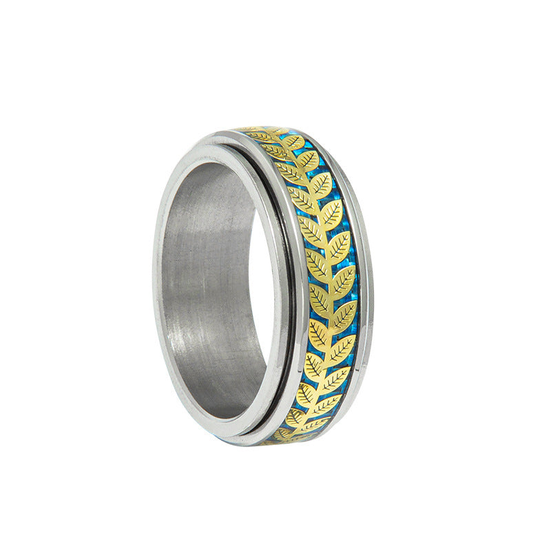 European-American Peace Branch Olive Leaf Rotating Ring for Men
