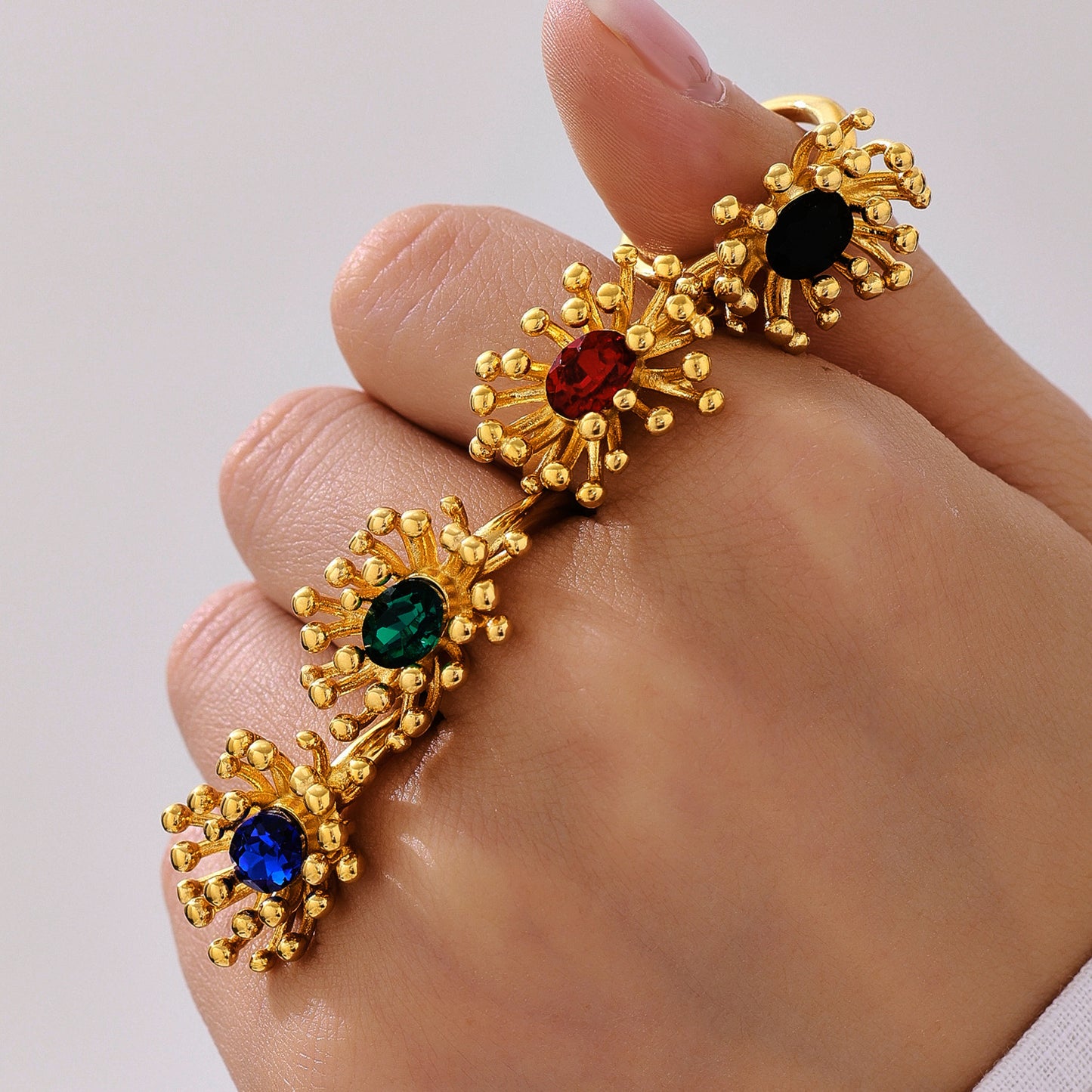 Planderful Stamen Zircon Opening Ring Stud Earrings For Her