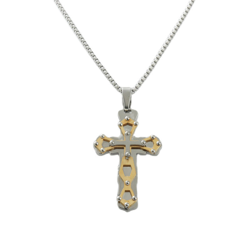 Trendy Men's Personalized Titanium Steel Cross Pendant Necklace