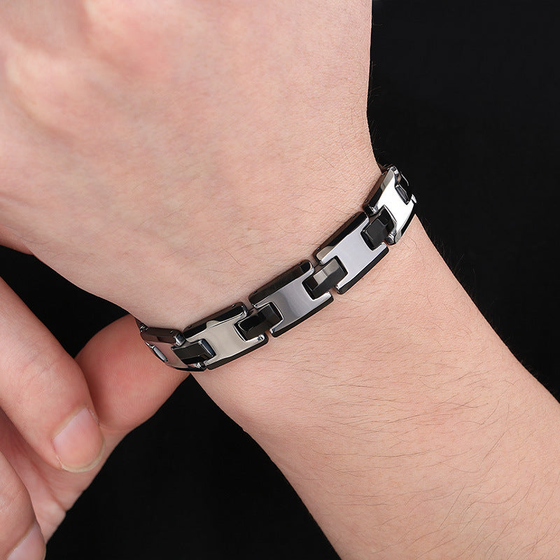 Planderful Unisex Tungsten Steel Adjustable H Shaped Bracelet