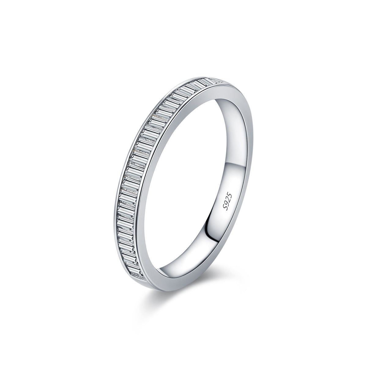 S925 Sterling Silver Ladder-Style Moissanite Ring