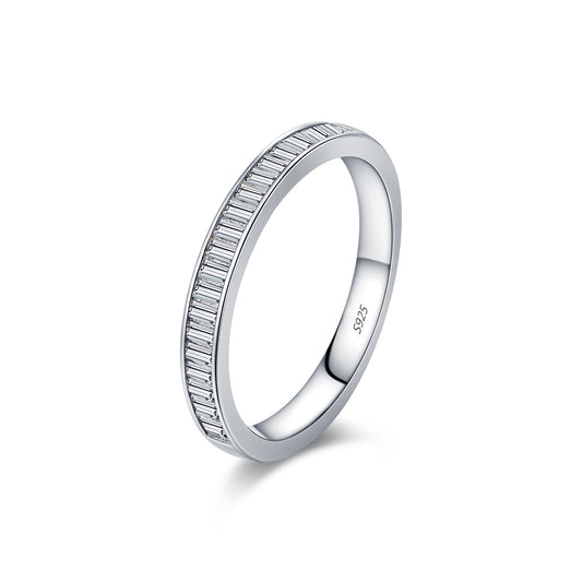 S925 Sterling Silver Ladder-Style Moissanite Ring