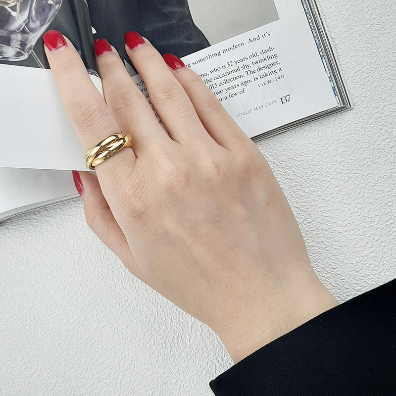European And American Jewelry Three-In-One Plain Fashion Ring