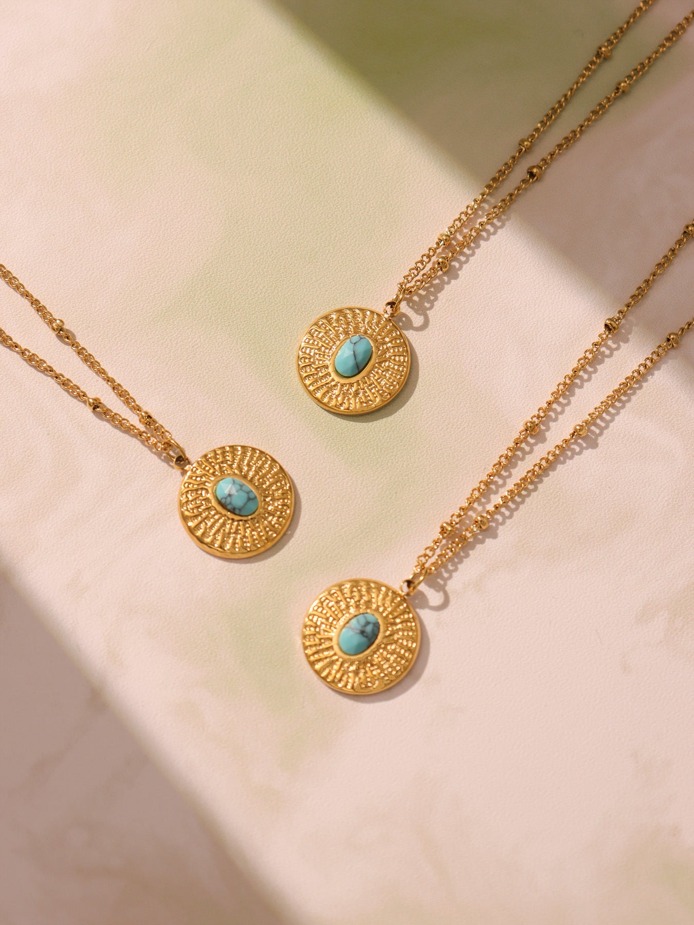 Planderful Turquoise Clavicle Necklace For Women 18K Gold