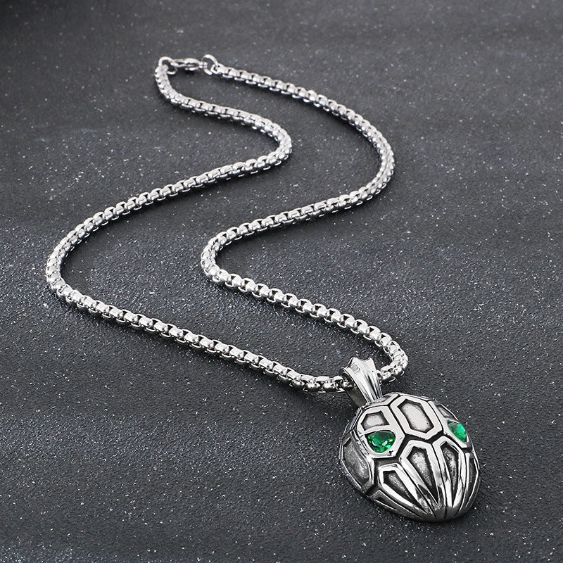 Planderful Zodiac Snake Pendant Vintage Stainless Steel Men