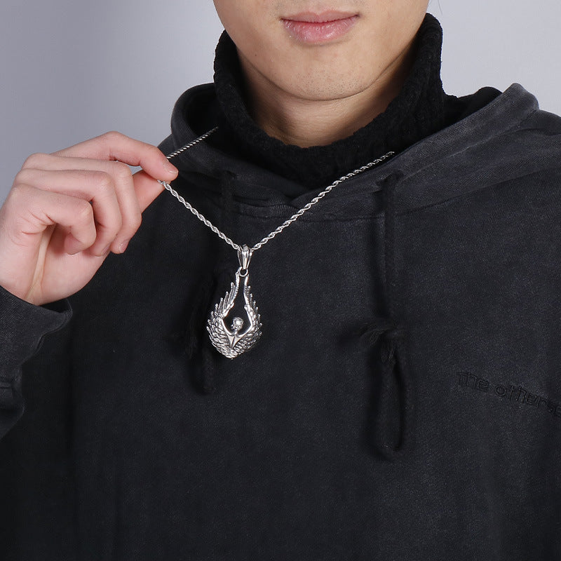 Urban Retro Angel Wings Titanium Steel Pendant for Him