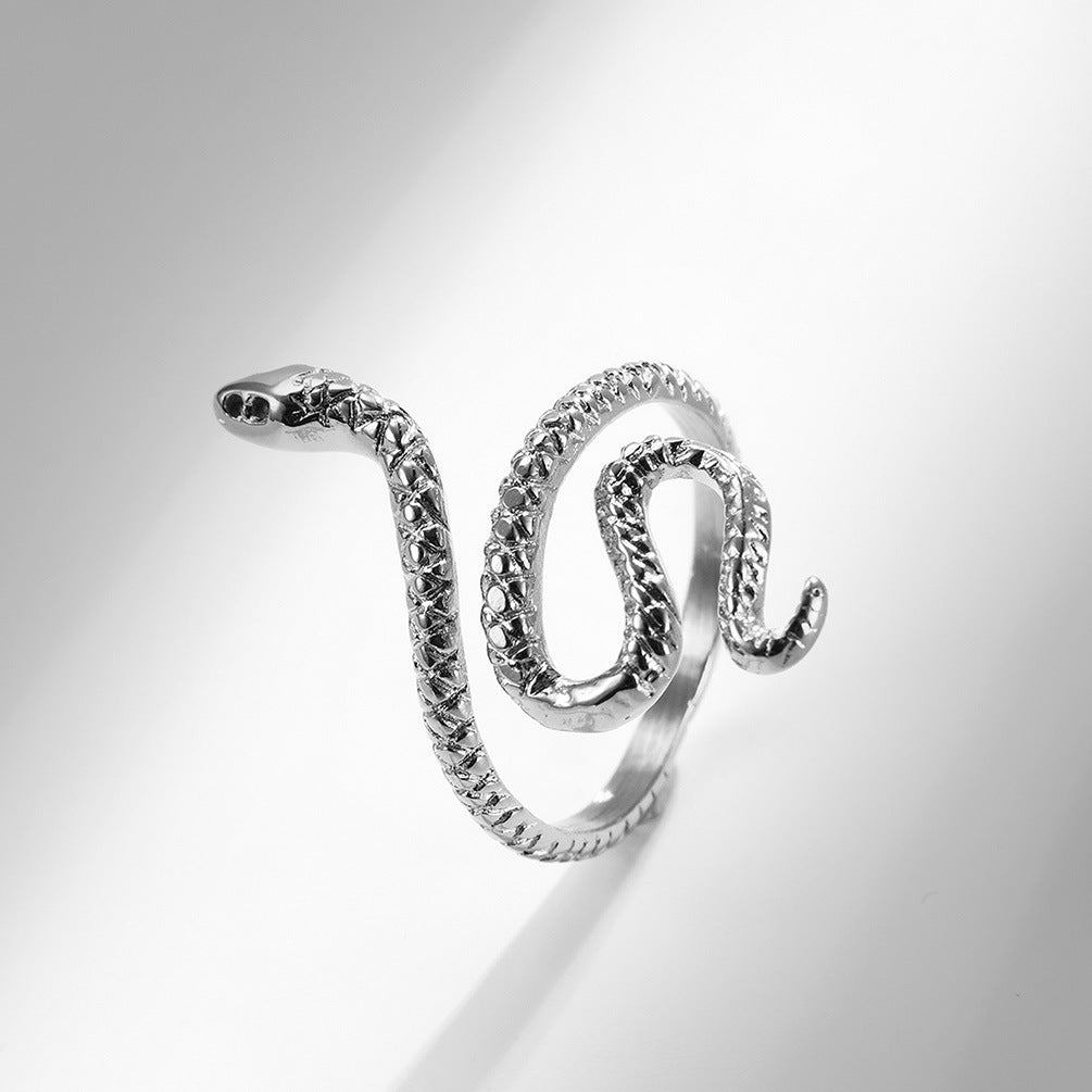 Planderful Serpentine Texture Titanium Steel Ring Gold Plated Personalized Unisex Hip Hop Jewelry