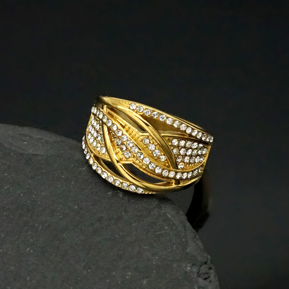 Planderful Zircon Stainless Steel Index Finger Ring Exquisite Winding Design Unisex Everyday Genie Fashion Statement