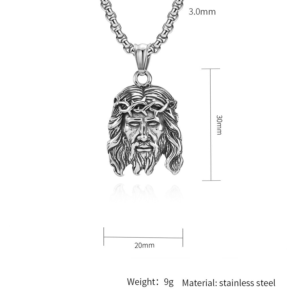 Planderful Collection Everyday Genie Pendant Necklace Unisex Steel Jewelry With Retro Portrait Charm For Trendsetters