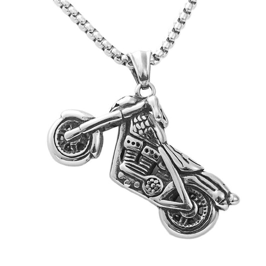 Personalized Retro Punk Titanium Steel Motorcycle Pendant Necklace for Men