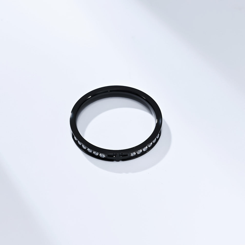 Titanium Steel Zircon-Encrusted Cross Love Ring for All