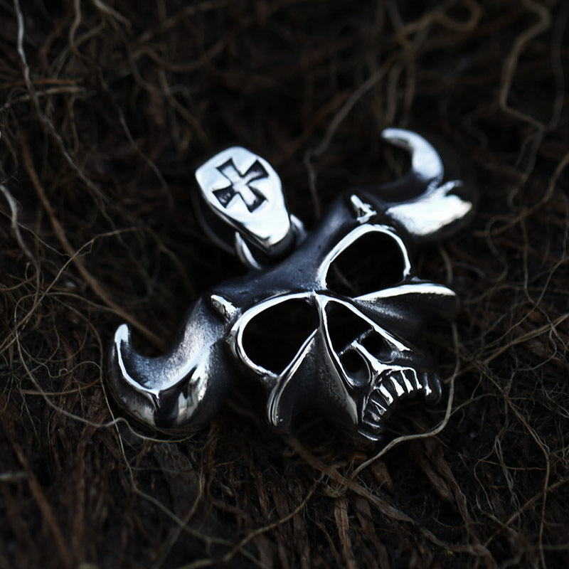 Retro Punk Titanium Steel Cow Skull Pendant for Men - Wholesale Unique Jewelry