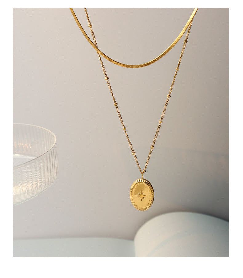 Gilded Starlight Lace Necklace by Planderful - Korean Style Elliptical Design