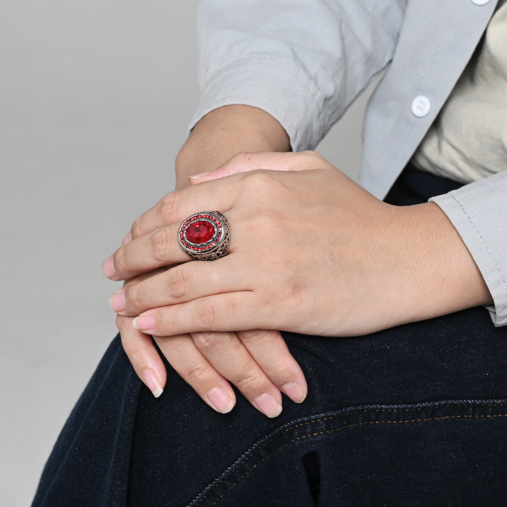 Stainless Steel Gemstone Vintage Ring
