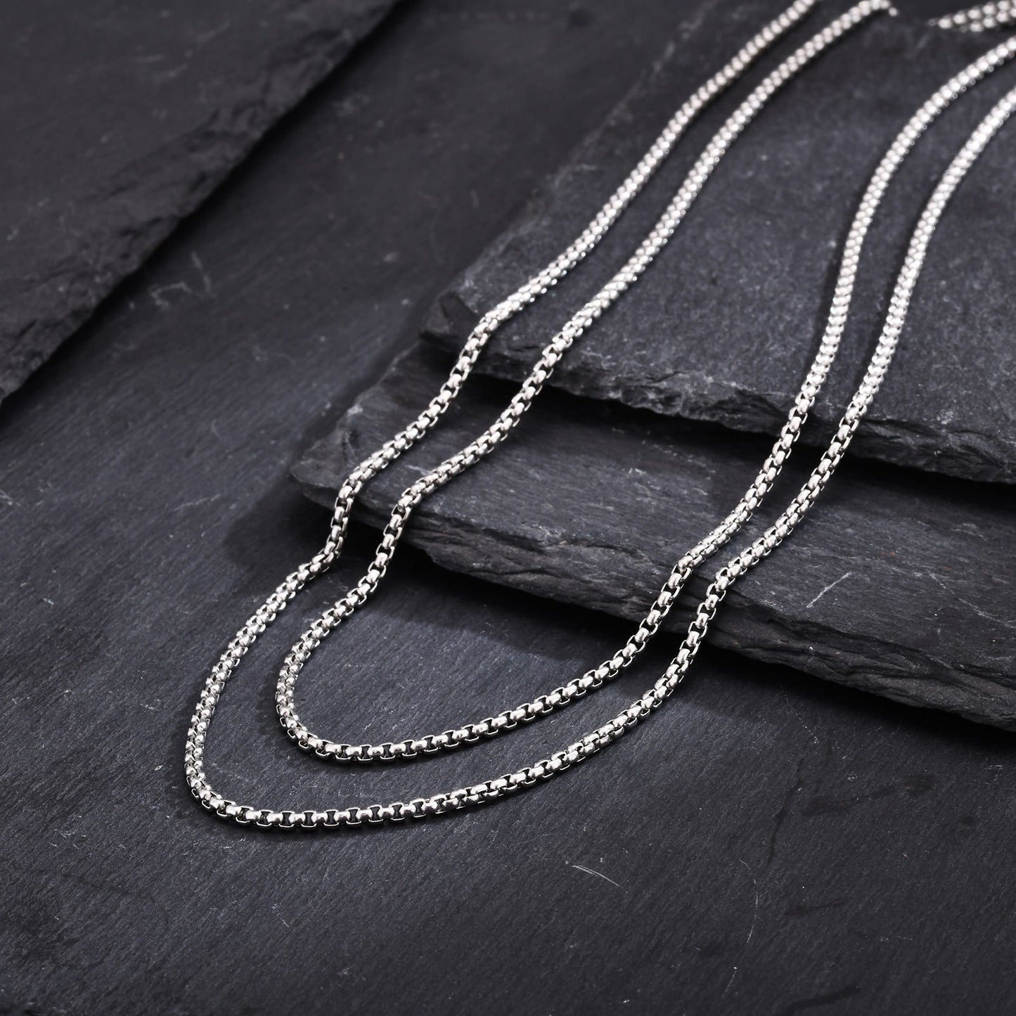 Men's Double Stainless Steel Necklace Hip Hop Style for Men