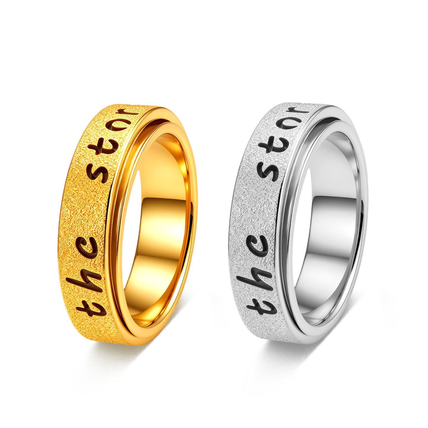 Planderful Premium Rotatable Stainless Steel Ring Decompression For Couples Unisex Everyday Genie