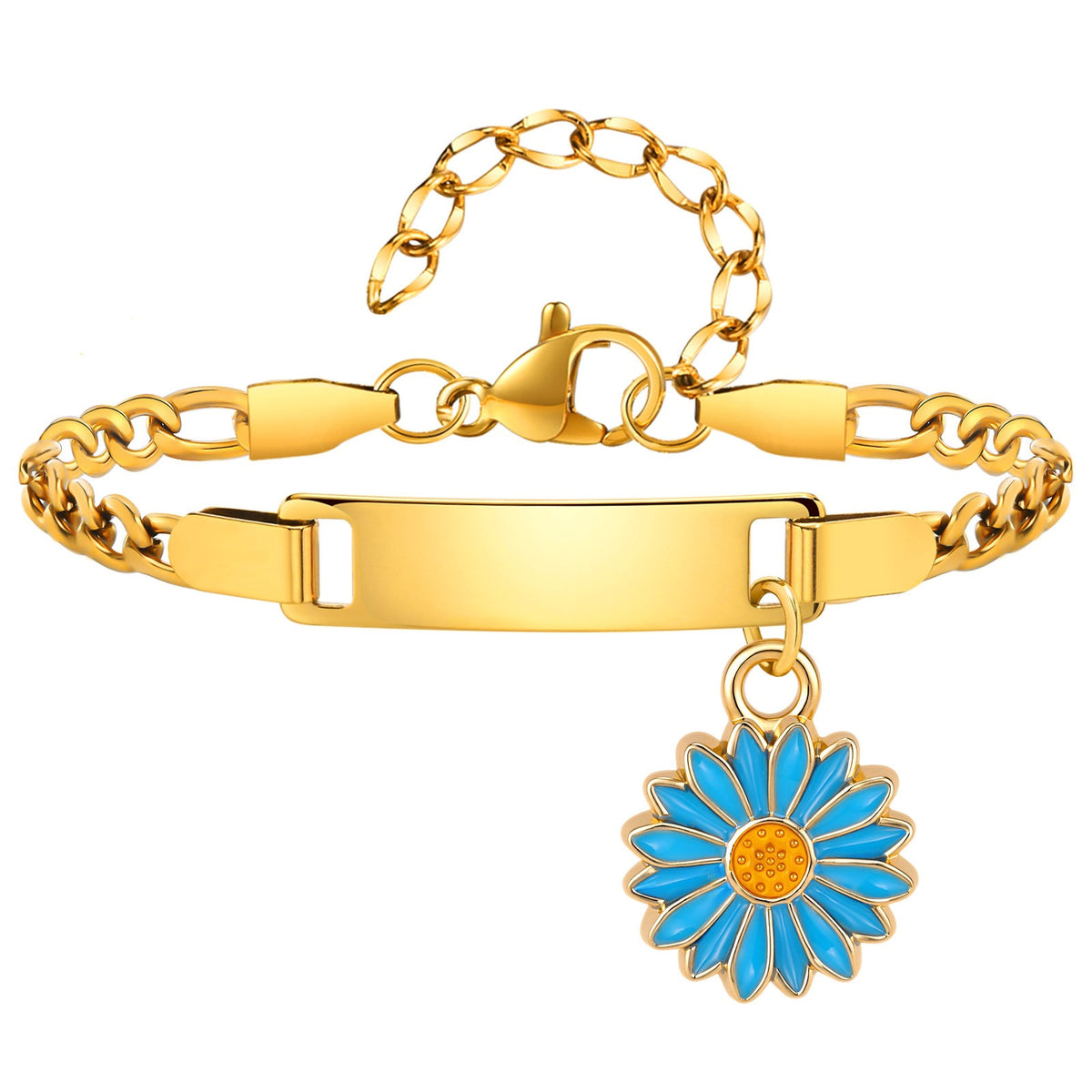 Engravable Sunflower Stainless Steel Bracelet