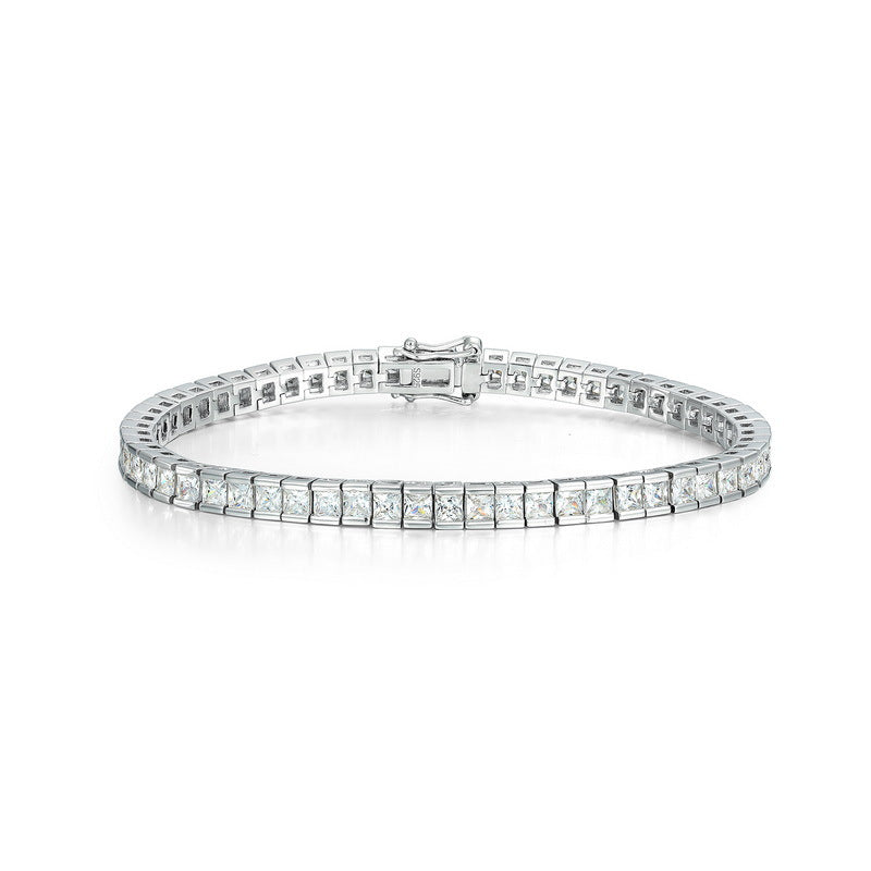 S925 Sterling Silver Zircon Box Chain Bracelet