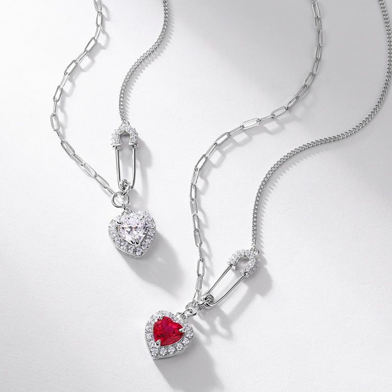 Lab-Grown Ruby Heart Pendant Necklace
