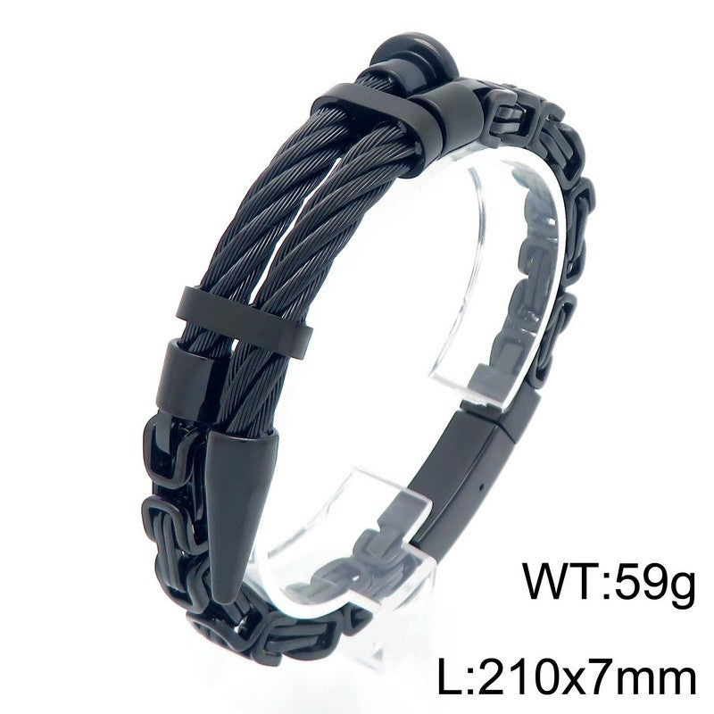 Design Braided Wire Steel Wire Nail – Punk Rock Emperor Chain Titanium Steel Men's Bracelet