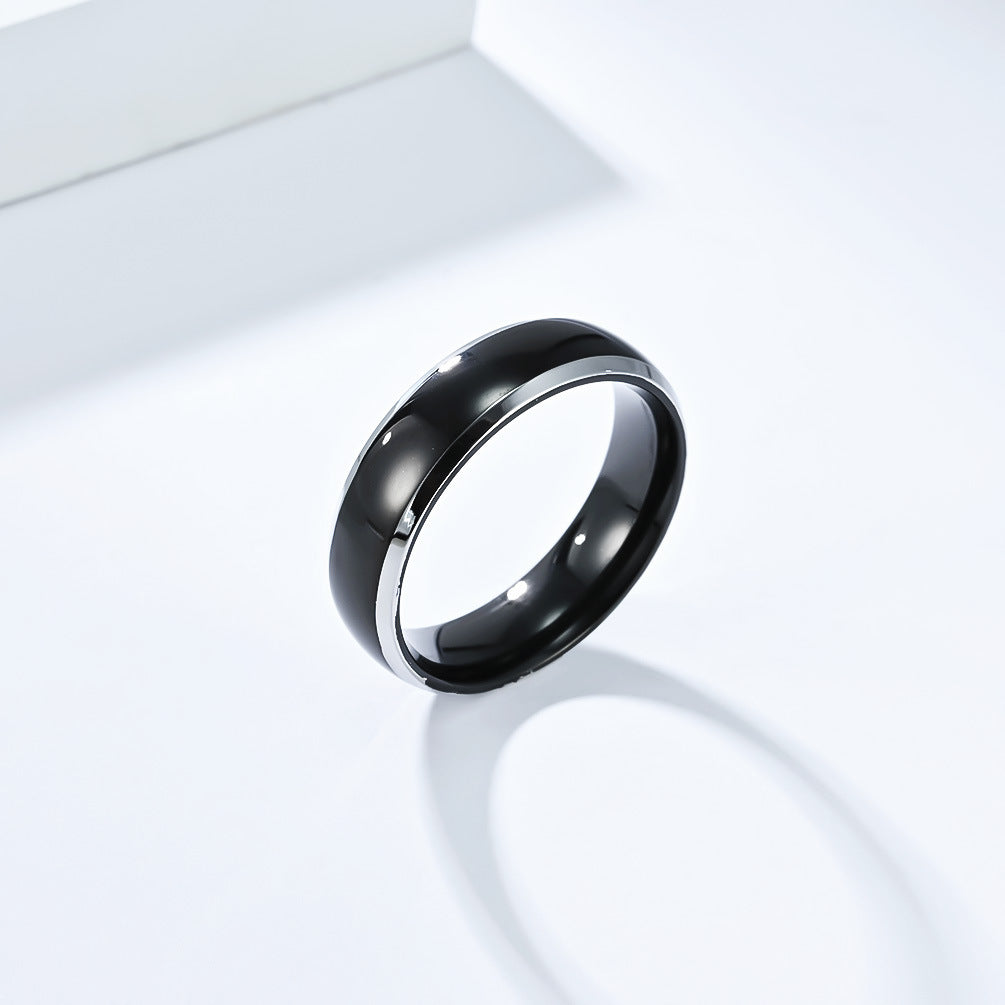 Planderful Everyday Genie Two Tone Titanium Steel Ring For Men Glossy Modern Jewelry