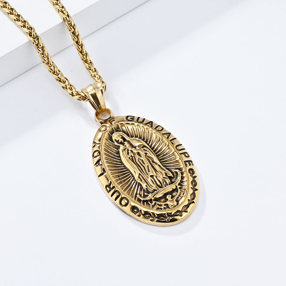 European And American Retro Virgin Mary Necklace For Men