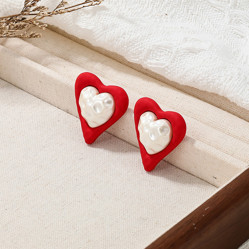 Romantic Red Love Lava Pearl Earrings - Vienna Verve Collection
