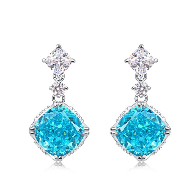 S925 Sterling Silver High-Carbon Stone Flower Ice-Cut Stud Earrings