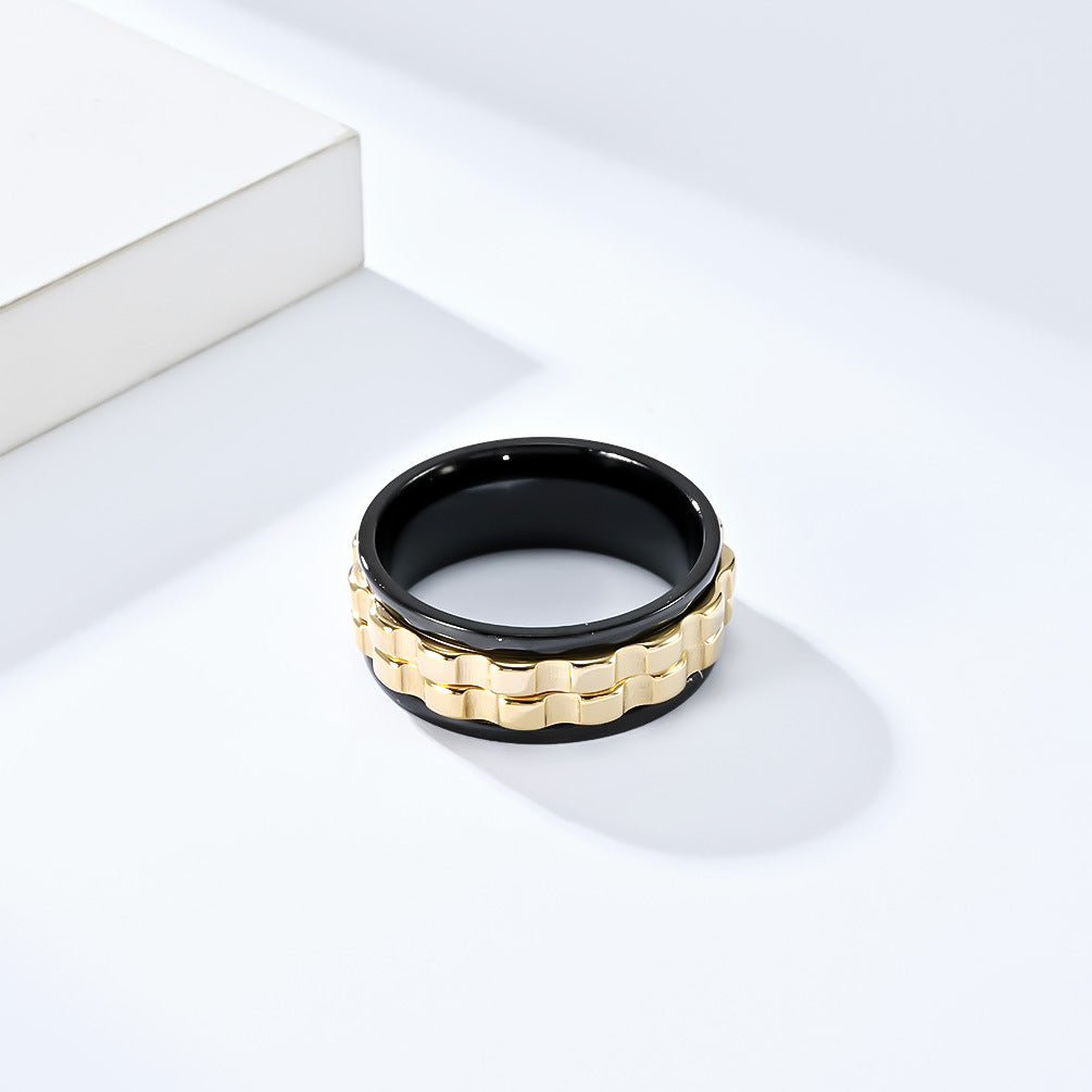 Planderful Everyday Genie Rotating Gear Ring Stainless Steel Stress Relief Unisex Ring Size 7 12